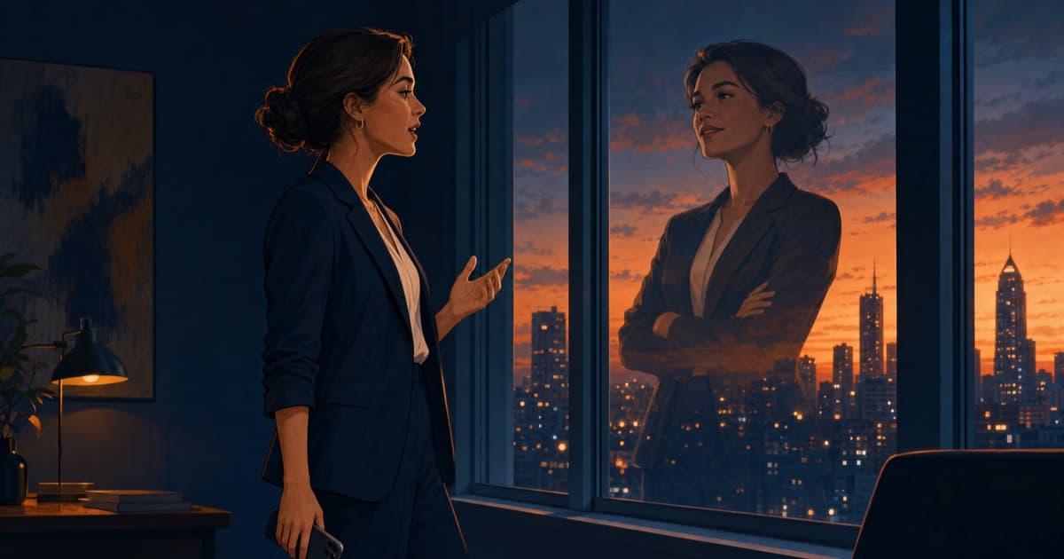 A professional rehearsing a salary conversation before a phone call
